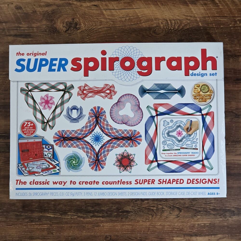 Super Spirograph 50th Anniversary Limited Edition 75+ Pc Gold Wheel New Open...